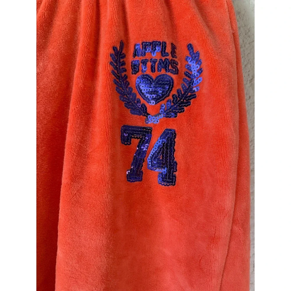 Vintage Y2K Apple Bottoms Velour Jogger‎ Track Pants 1X Sequin Logo Juicy Style